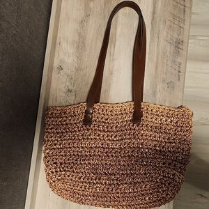 Beachy Brown Woven Tote Bag